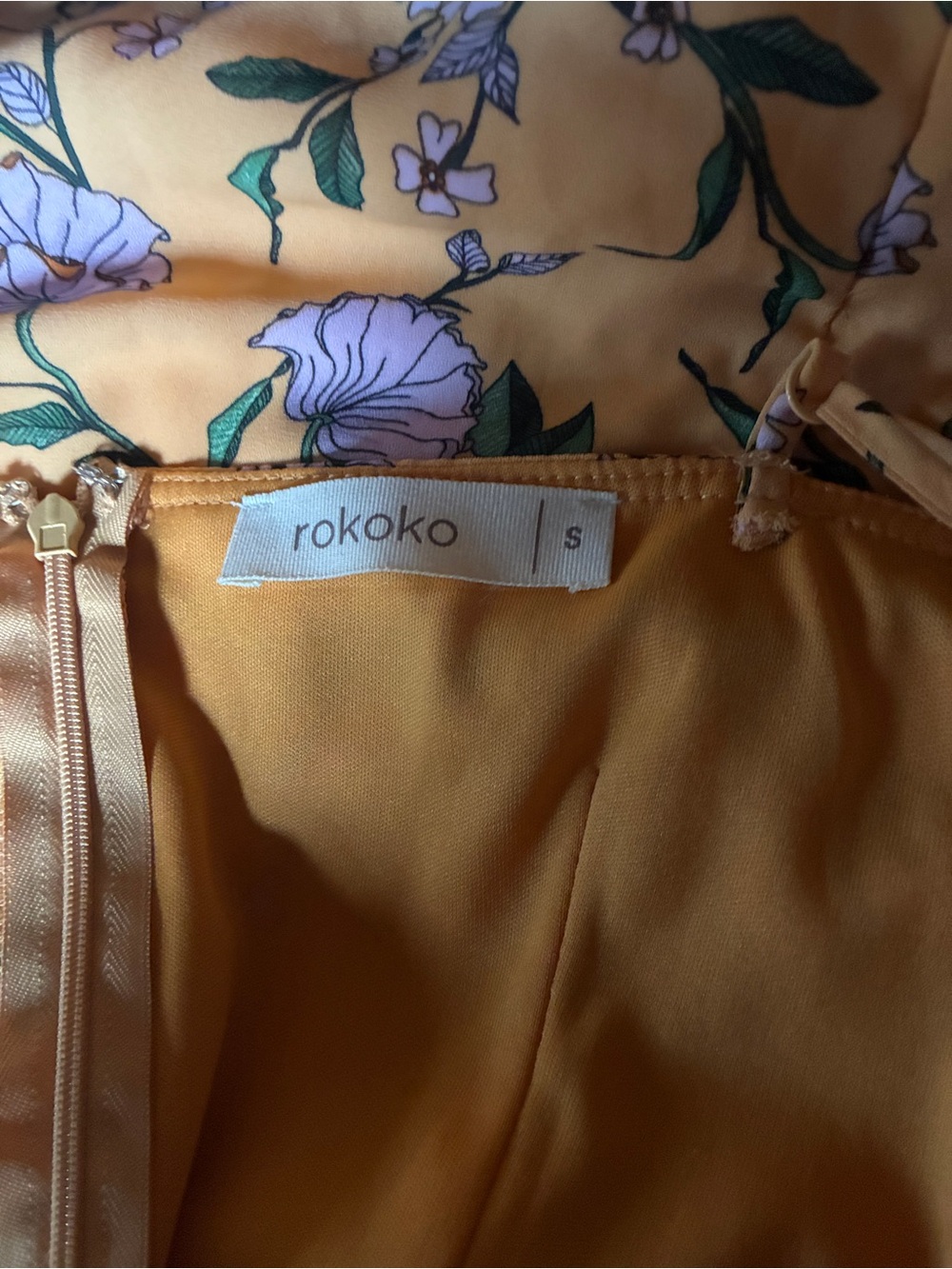 Rokoko Yellow Floral Ruffle Maxi Dress Split Leg Size Small Boho Summer - Picture 3 of 5